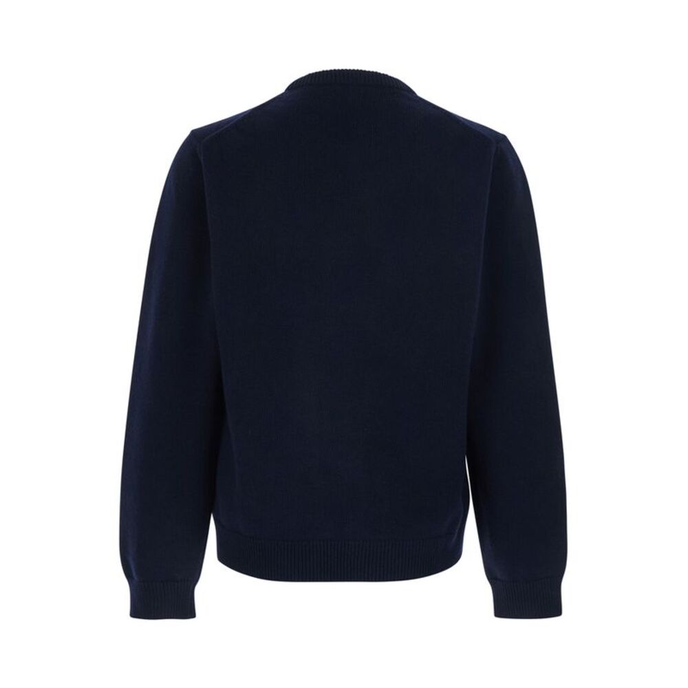 Gucci Men Blue Crewneck Sweater With Logo Embroidery On The Front In Wool Man - Picture 2 of 3